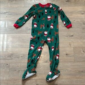 Green Christmas Kids Fleece Footed Pajamas